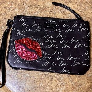 Black and Red Sequin Lip Clutch